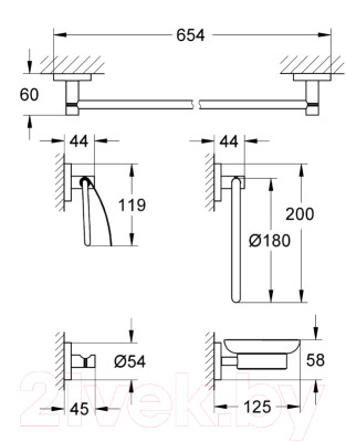 Набор аксессуаров для ванной и туалета GROHE Essentials 40344001 - фото 2 - id-p217416726