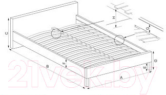 Полуторная кровать Halmar Violetta 140x200 - фото 2 - id-p217445276