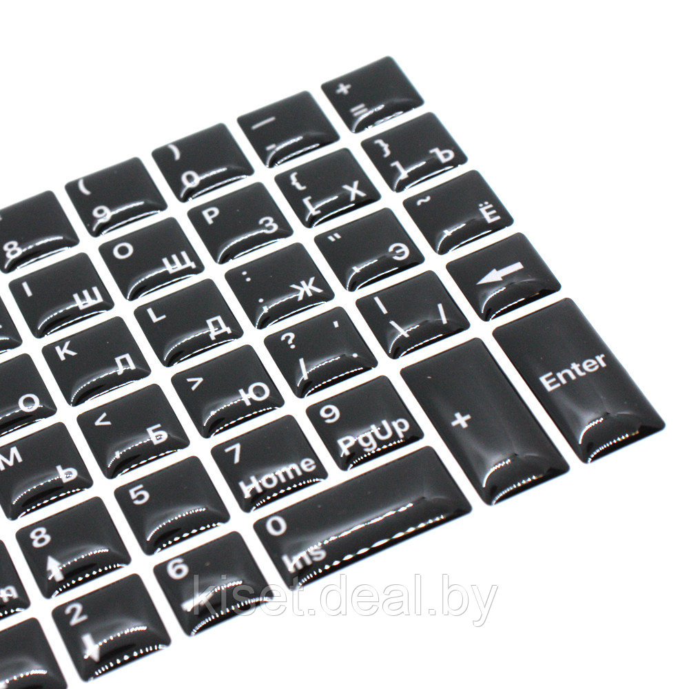 Силиконовые наклейки черные на клавиатуру 69 символов (белые символы ENRU-S69108) - фото 2 - id-p217467289