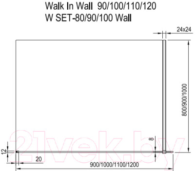 Душевая стенка Ravak ST Walk-In Wall 100 - фото 4 - id-p217493698