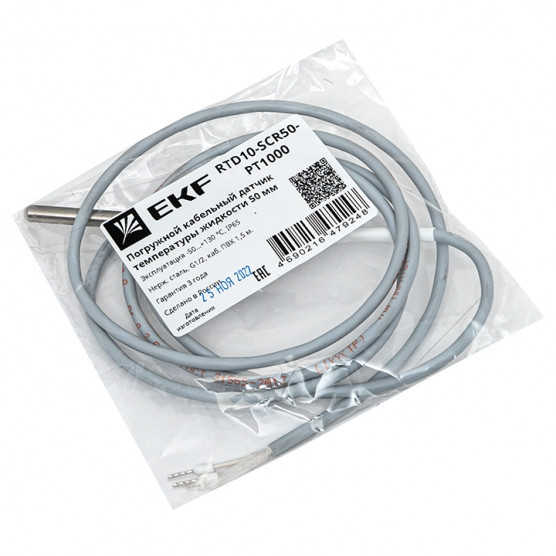 Погружной кабельный датчик температуры жидкости 50 мм EKF RTD10-SCR50-PT1000 - фото 2 - id-p217510010