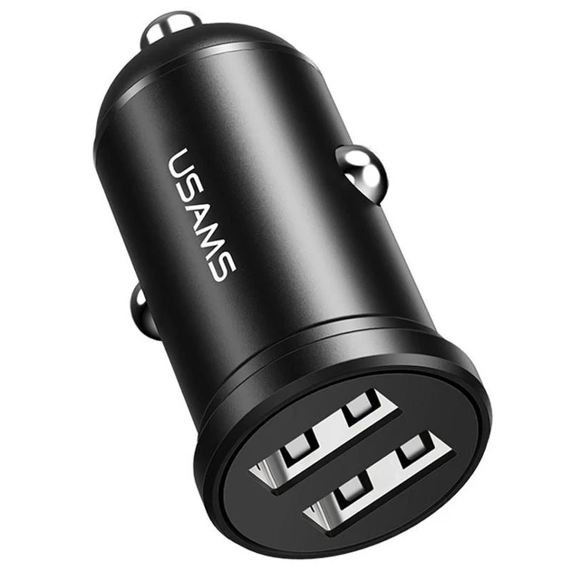 Автомобильное зарядное устройство USAMS US-CC114 C20 2xUSB 2,4А Черное - фото 1 - id-p216913559