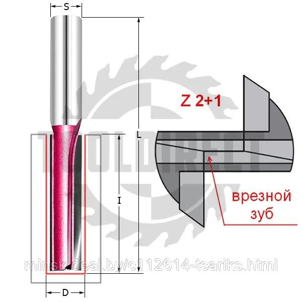 Фреза прямая пазовая с врезным зубом D=16x40x78 S=12 Z2+1 HW PROCUT INDUSTRIAL - фото 9 - id-p201388594