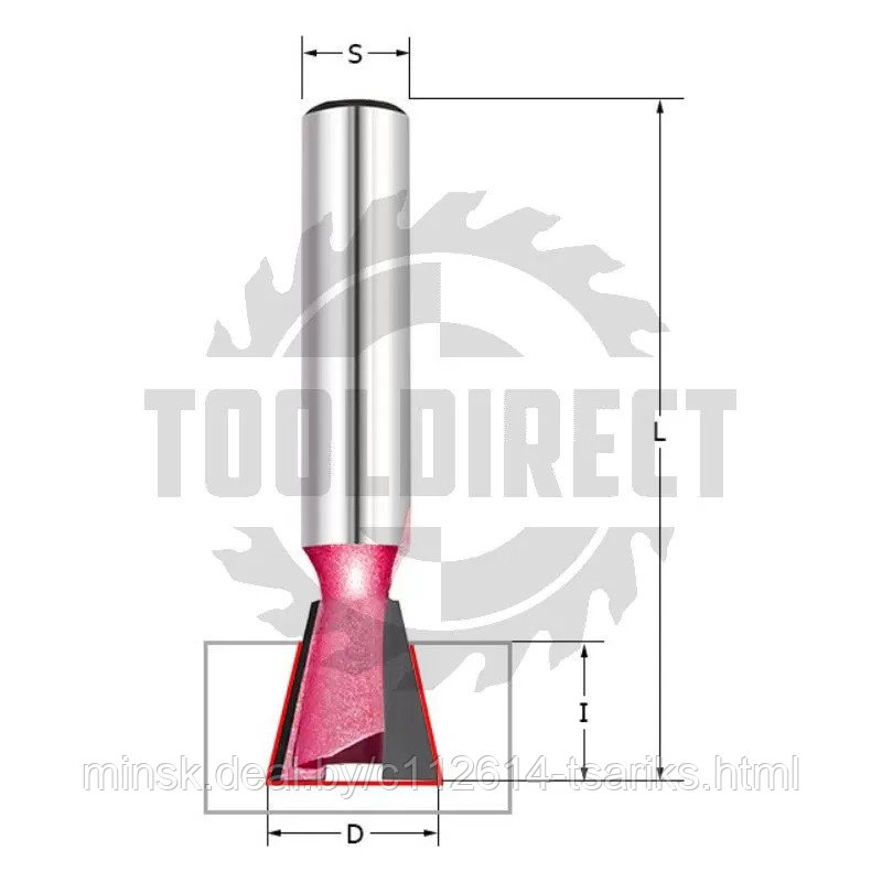 Фреза "Ласточкин хвост" угол 14° D=19x19x65 S=12 Z2 PROCUT INDUSTRIAL - фото 6 - id-p201389158