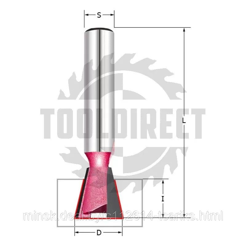 Фреза "Ласточкин хвост" угол 14° D=25.4x22.2x65 S=12 Z2 PROCUT INDUSTRIAL - фото 3 - id-p201389152