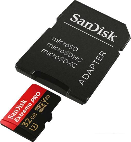Карта памяти SanDisk Extreme PRO SDSQXCG-032G-GN6MA microSDHC 32GB (с адаптером) - фото 1 - id-p217331927