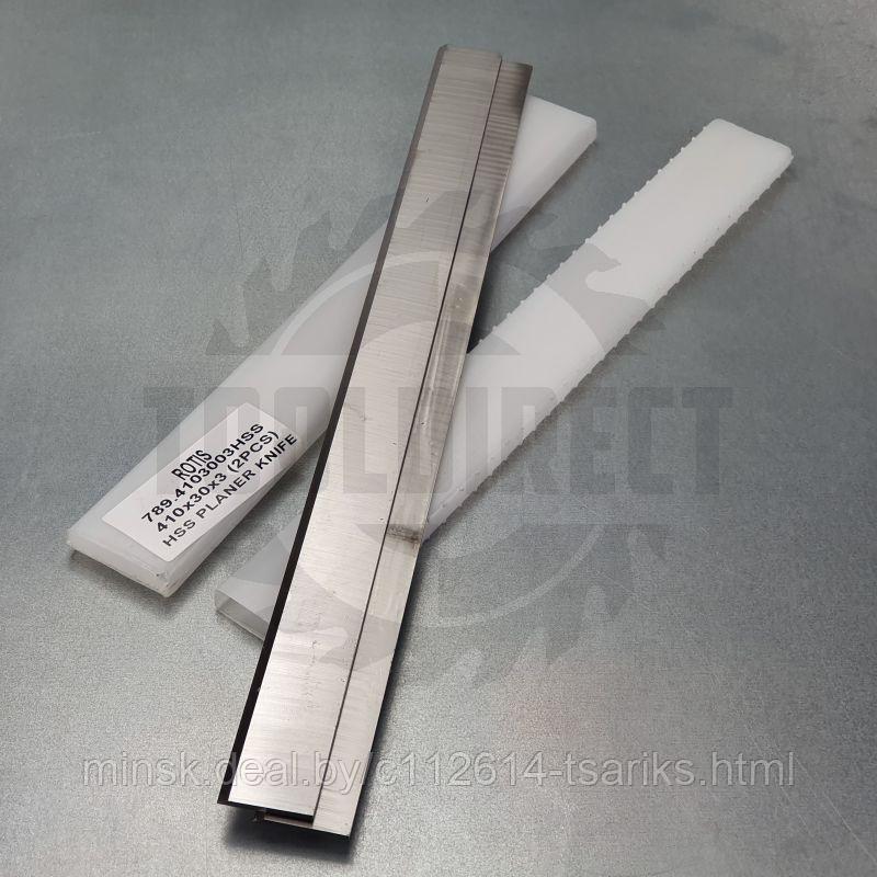 Нож строгальный фуговальный 410x30x3 (сталь HSS 18% W качество) ROTIS (1 шт.) - фото 7 - id-p217531126