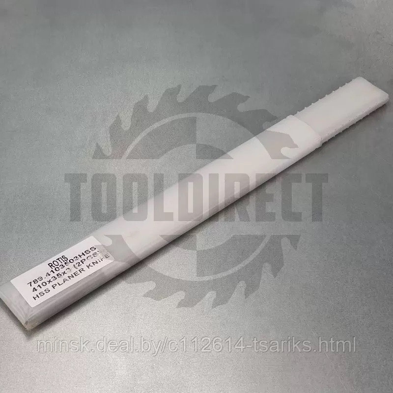 Нож строгальный фуговальный 410x35x3 (сталь HSS 18% W качество) ROTIS (1 шт.) - фото 8 - id-p217530572