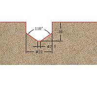 Фреза профильная (V-образная с полкой) для фасадов D=22xH16xL56 D2=2.5 V=110° GREENCUT