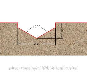 Фреза профильная (V-образная) для фасадов D=36xH15xL60 V=120° S=12 GREENCUT