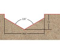 Фреза профильная (V-образная) для фасадов D=60xH23xL68 V=120° S=12 GREENCUT