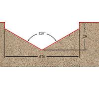 Фреза профильная (V-образная) для фасадов D=70xH26xL71 V=120° S=12 GREENCUT