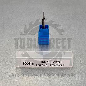 Фреза прямая пазовая монолитная Z2 D=1.5x5x38 S=3.175 Rotis