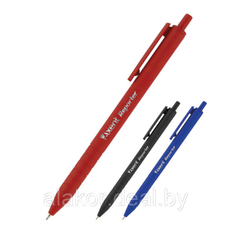 Ручка шариковая автоматическая масляная, Axent Reporter 2AB1065, красная, красный корпус - фото 1 - id-p217581002