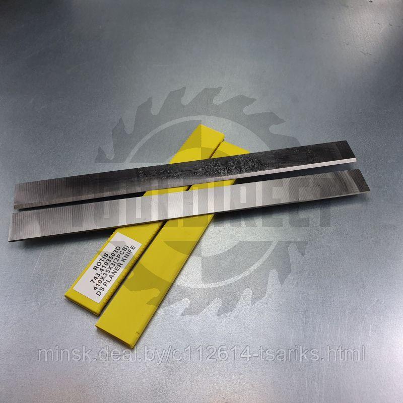 Нож строгальный фуговальный 410x35x3 (сталь DS качество) Rotis (1 шт.) - фото 6 - id-p217530610