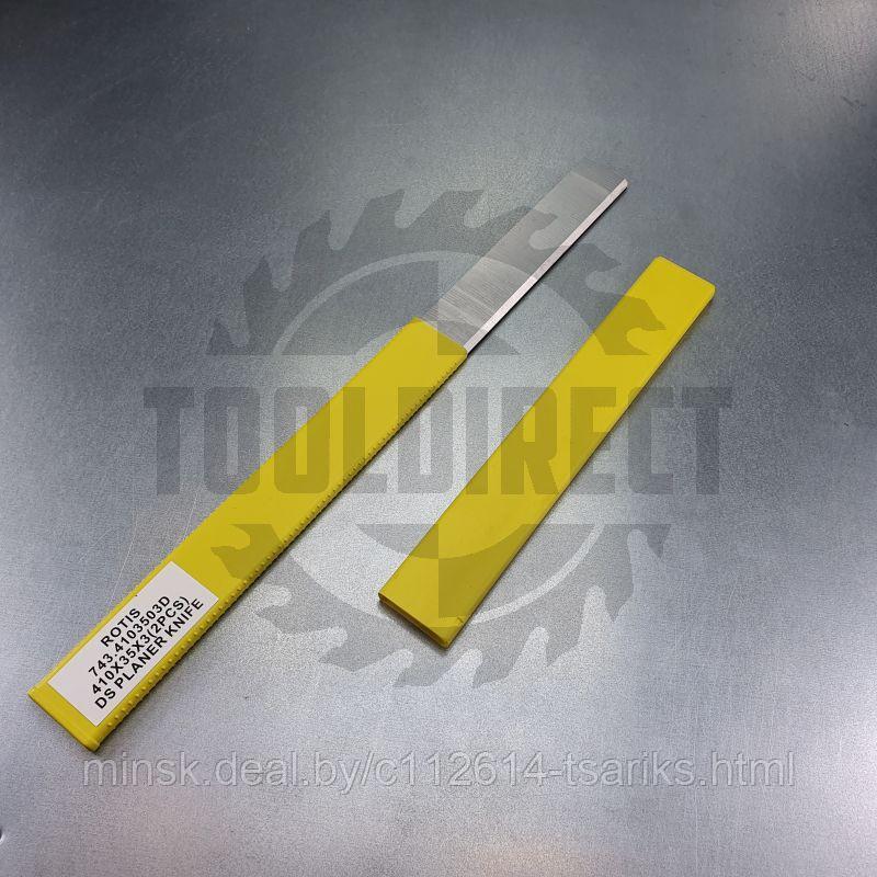 Нож строгальный фуговальный 410x35x3 (сталь DS качество) Rotis (1 шт.) - фото 7 - id-p217530610