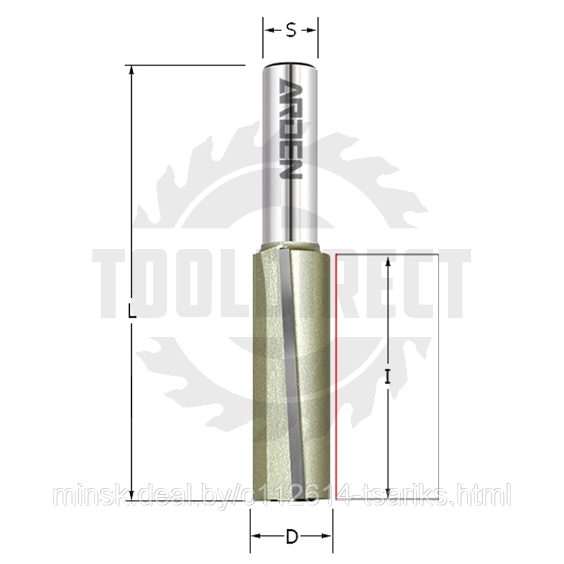 Фреза прямая пазовая для фрезера и ЧПУ D=12x38x82 S=12 (наклонное лезвие 3°) Z2 HW ARDEN - фото 1 - id-p217529888