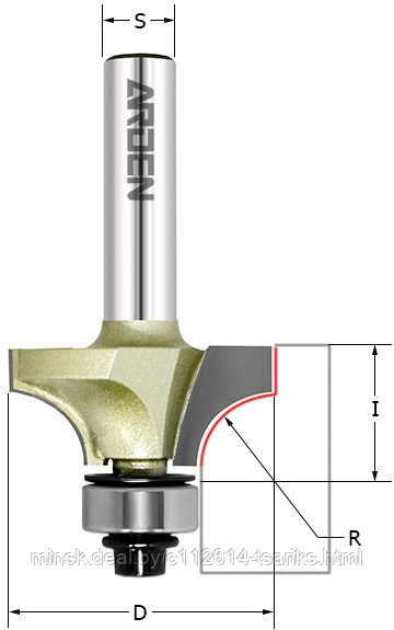Фреза радиусная внутренний (нижний подшипник 706051) R=25.4 D=63.5x31.8x90 S=12 Z2 HW ARDEN - фото 1 - id-p217531200