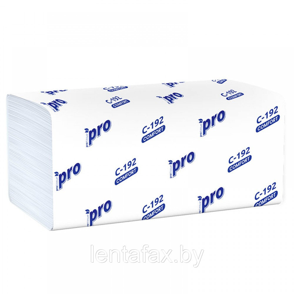 Полотенца бумажные однослойные V-сложения PROtissue Comfort, 21*22см, плотн. 25г/м2, 250л