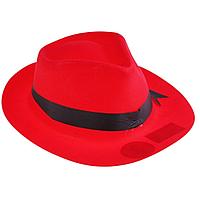 Карнавальная гангстерская шляпа с кантом красная