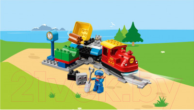 Конструктор электромеханический Lego Duplo Паровоз Поезд на паровой тяге 10874 - фото 5 - id-p217577837