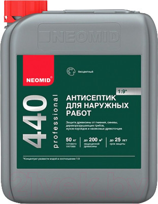 Защитно-декоративный состав Neomid 440 Eco для наружных работ. Концентрат 1:9 - фото 1 - id-p217483106