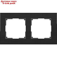 Рамка на 2 поста WL11-Frame-02, цвет черный алюминий