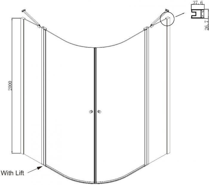 Комплект душевого ограждения с линейным трапом Ambassador Set 13011102-ST7, 100 х 100 см (состоит из - фото 6 - id-p217341732