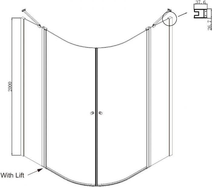 Комплект душевого ограждения с линейным трапом Ambassador Set 13011102-ST6, 100 х 100 см (состоит из - фото 6 - id-p217341733