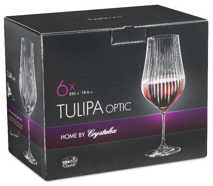 CRYSTALEX CR550101TO Набор бокалов для вина TULIPA OPTIC 6шт 550мл - фото 1 - id-p217178464