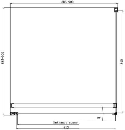 Квадратное душевое ограждение с распашной наружу дверью 13011103, 90*90*200 см (прозрачное 6 мм стекло - фото 2 - id-p217341891