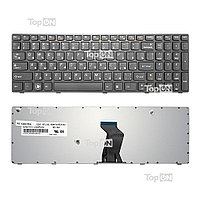 Клавиатура для ноутбука Lenovo G570, G575, G770, Z560, Z565 Series. Плоский Enter. Черная, с черной рамкой.