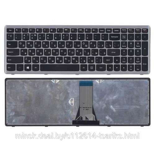 Клавиатура для ноутбука Lenovo IdeaPad Flex 15, G500S, G505S, S500, S510, Z510 черная, рамка серебряная - фото 1 - id-p217611161