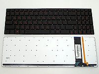 Клавиатура для ноутбука Asus N56, N56V, N76, N76V плоский Enter, черная, с подсветкой