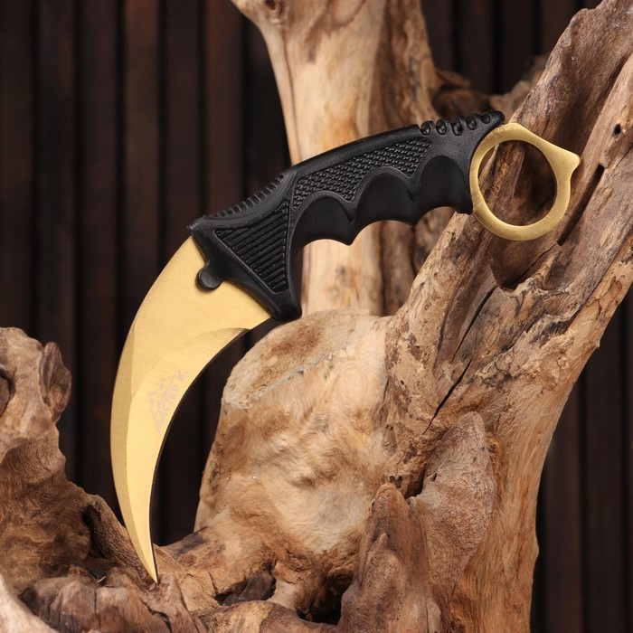 Нож-керамбит "Коготь орла" клинок 6см, золотистый - фото 2 - id-p217624380