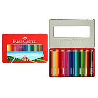 Карандаши 36 цвета Faber-Castell "Замок", шестигранный корпус, заточенные, в металлическом пенале