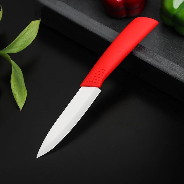 Нож керамический Доляна «Симпл», лезвие 10,5 см, ручка soft touch, цвет красный - фото 2 - id-p217624795