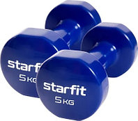 Гантели виниловые 5 кг x 2, STARFIT DB-101-5-DBL (темно-синий)