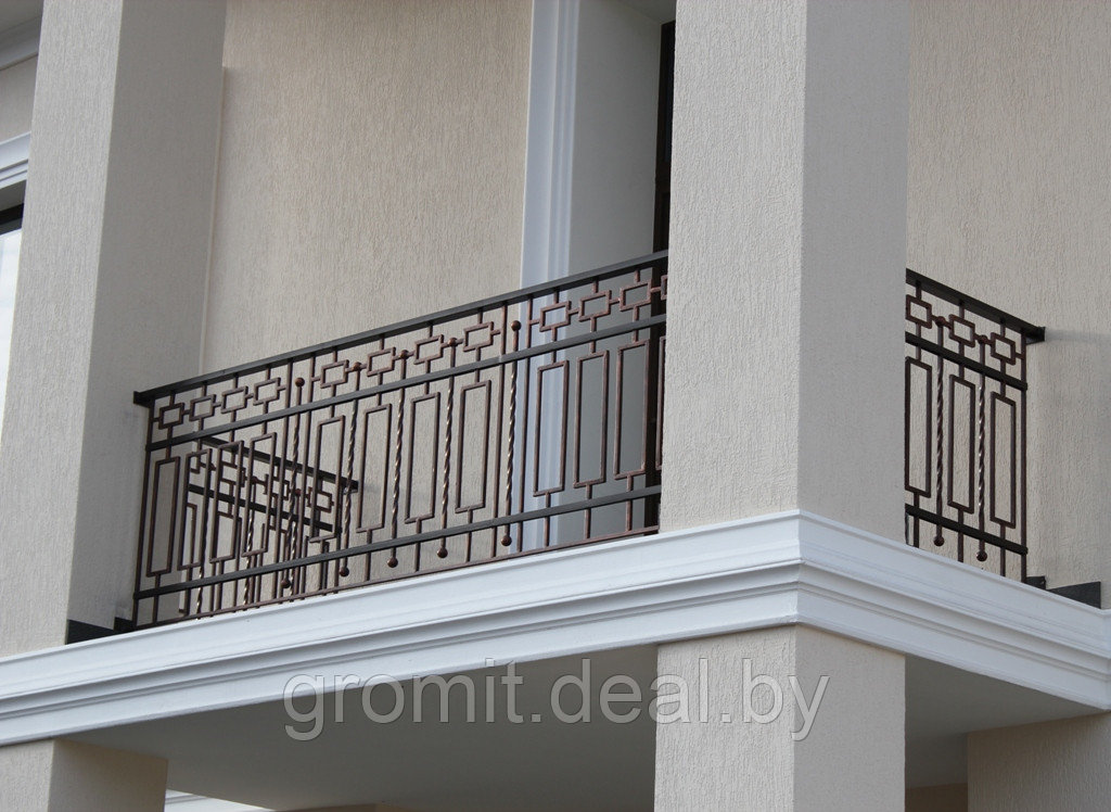 Ограждение балкона ЧМ-ОБ-1 из черного металла с полимерным покрытием - фото 1 - id-p217631487
