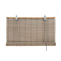 Бамбуковая рулонная штора, 100х160 см, цвет серый