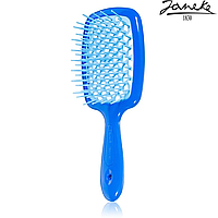 Расческа массажная Janeke Superbrush Blue Turquoise Синяя с голубым