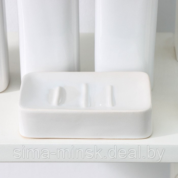 Набор аксессуаров для ванной комнаты Доляна «Статика», 4 предмета (дозатор 300 мл, мыльница, 2 стакана), цвет - фото 2 - id-p217633387