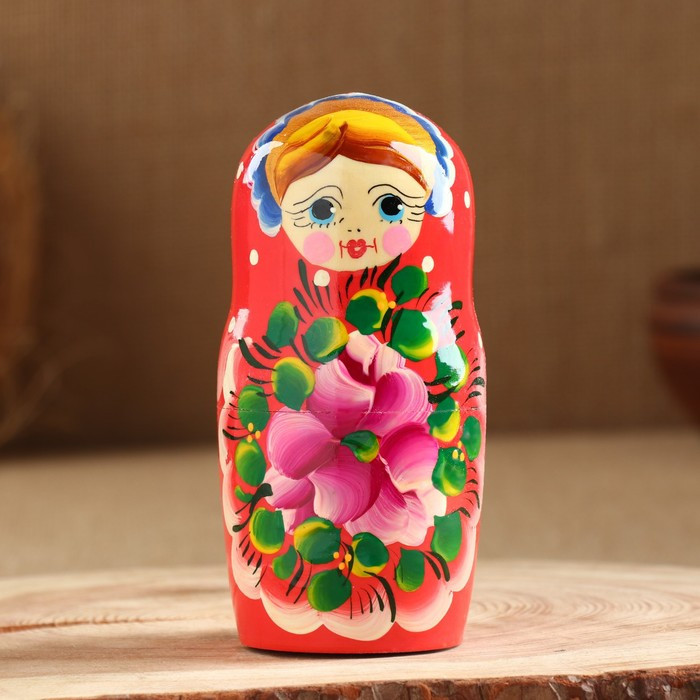 Матрёшка «Авдосья», красное платье, 5 кукольная, 18 см - фото 7 - id-p217633962