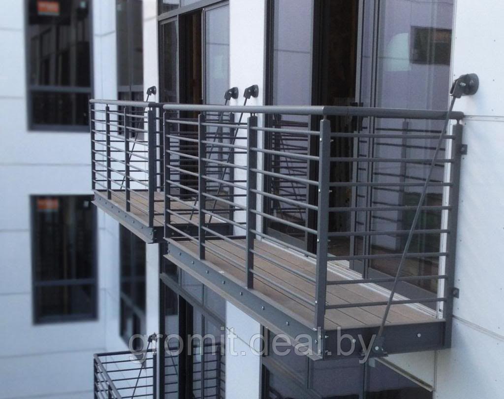 Ограждение балкона ЧМ-ОБ-5 из черного металла с полимерным покрытием - фото 1 - id-p217643939