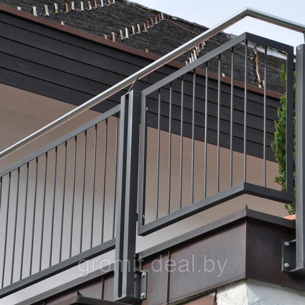 Ограждение балкона ЧМ-ОБ-6 из черного металла с полимерным покрытием - фото 1 - id-p217643940