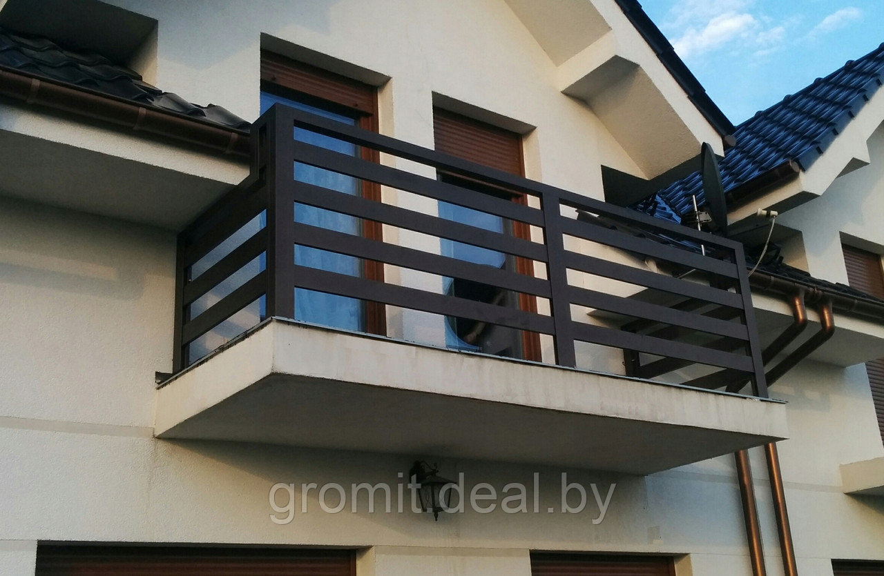 Ограждение балкона ЧМ-ОБ-9 из черного металла с полимерным покрытием - фото 1 - id-p217643943