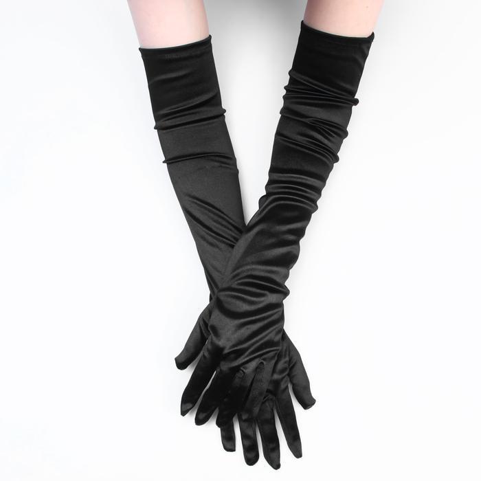 Карнавальные перчатки цвет черный длинные - фото 1 - id-p217644777