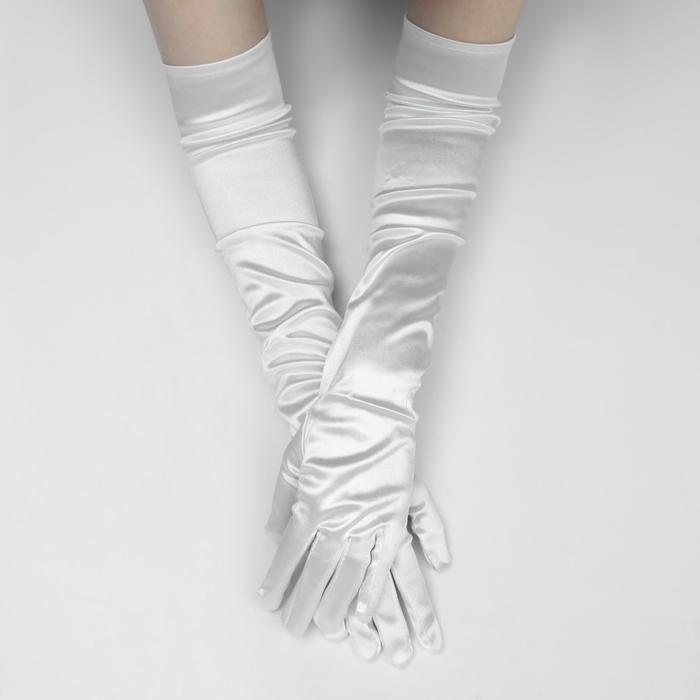 Карнавальные перчатки цвет белый длинные - фото 1 - id-p217644810
