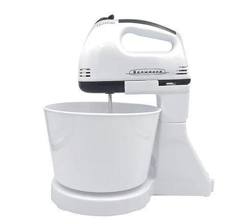 Миксер ручной электрический для кухни с венчиками и чашей для теста кухонный кондитерский ВОЛЖАНКА ЭМЧ-100