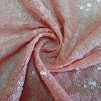 Ткань с пайетками цвет коралловый